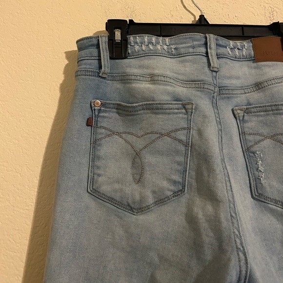 Judy Blue Back Rip 90'S STRAIGHT Light Wash Women’s Sz 7/28 Distressed High Rise - Picture 8 of 11